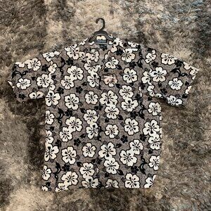 YAGO AUTHENTIC PRODUCTS Gray-Black Hawaiian/Aloha Print 2XL Short Sleeve -NWT-